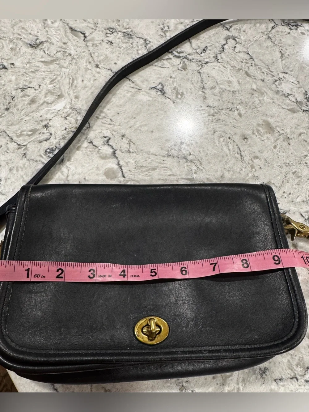Coach Black Leather Crossbody with Gold-Tone Hardware